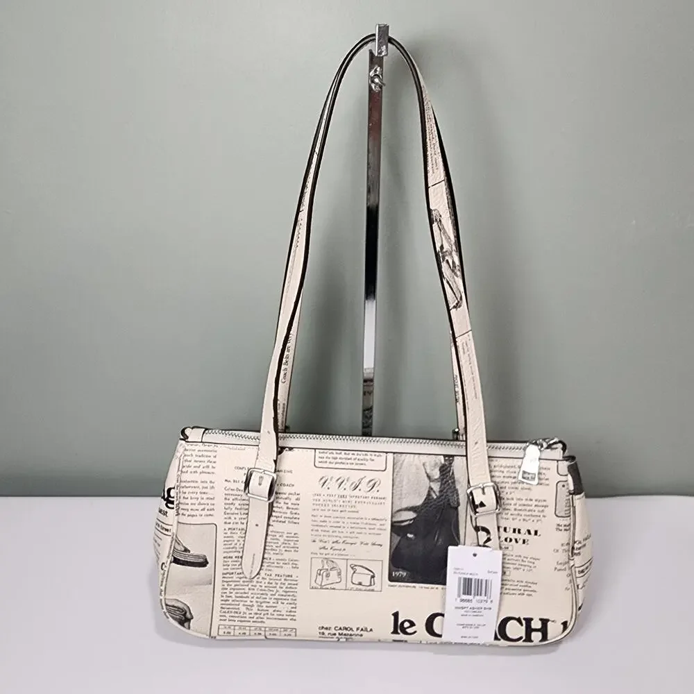 NWT Coach CDC11 Asher Shoulder Bag With Newspaper Print V2